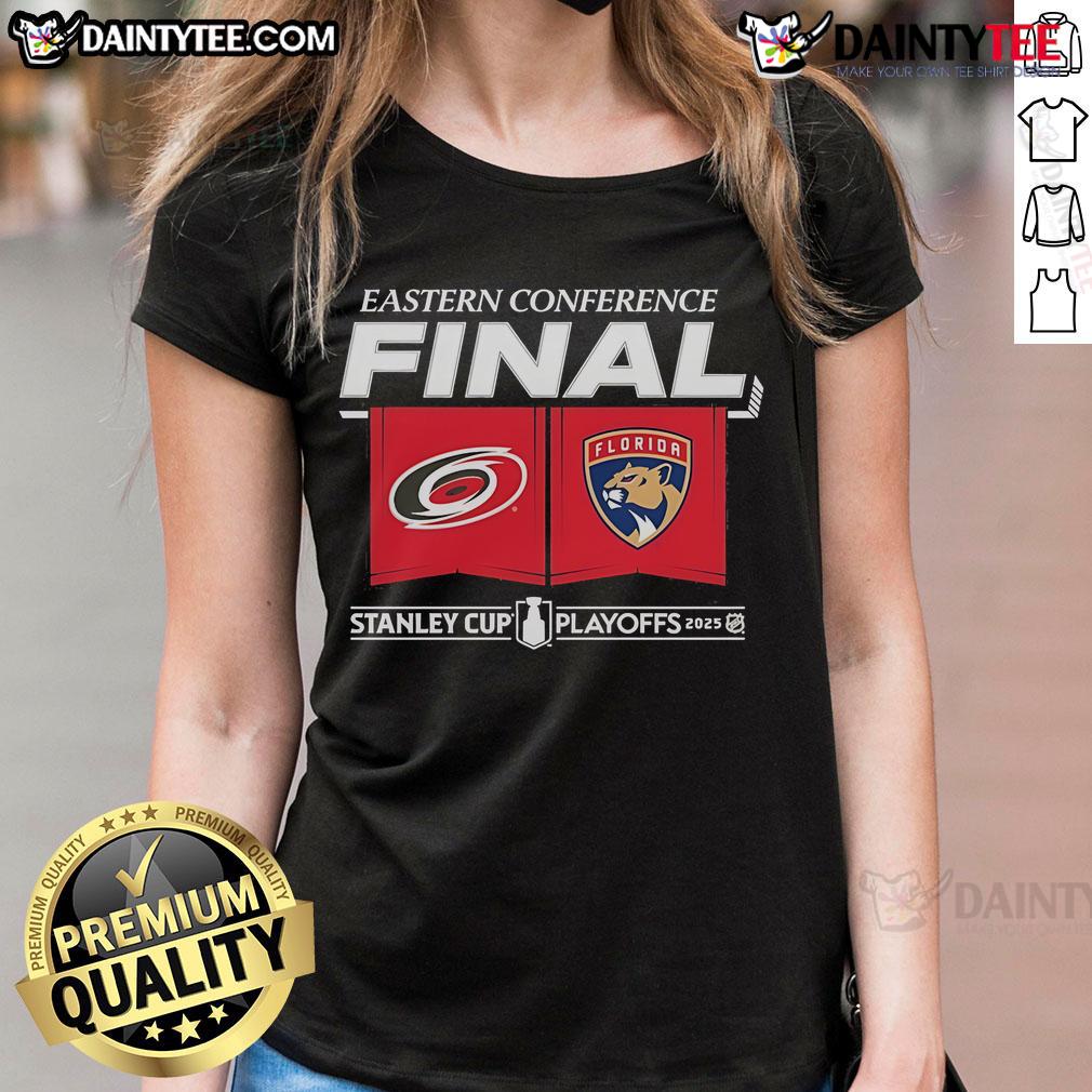 Official Carolina Hurricanes Vs Florida Panthers 2025 Eastern Conference Finals Matchup Center Ice Ladies-Tee Official Carolina Hurricanes vs Florida Panthers 2025 Eastern Conference Finals matchup center ice ladies tee shirt design.