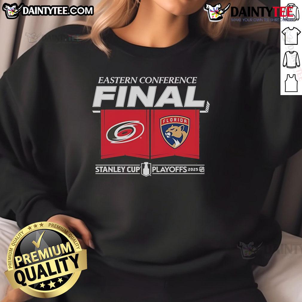 Official Carolina Hurricanes Vs Florida Panthers 2025 Eastern Conference Finals Matchup Center Ice Sweatshirt Official Carolina Hurricanes vs Florida Panthers 2025 Eastern Conference Finals matchup center ice sweatshirt design.