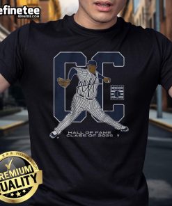 Official CC Sabathia Hall of Fame Inductee Class of 2025 T-Shirt featuring a stylish design celebrating his baseball legacy.