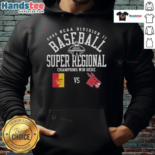 Official Central Missouri Mules vs. Pittsburg State Gorillas 2025 NCAA Division II Baseball Super Regional hoodie design.