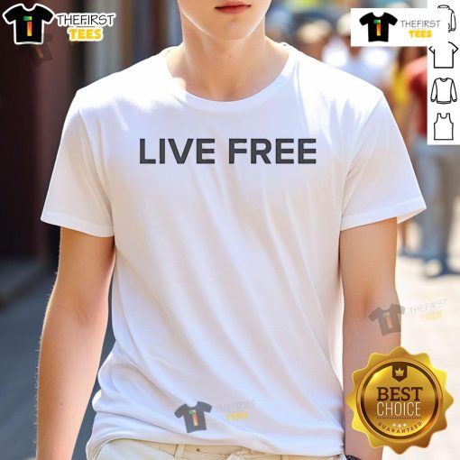 Official Charlie Kirk Live Free T-Shirt featuring bold lettering and a stylish design for freedom and conservative values.