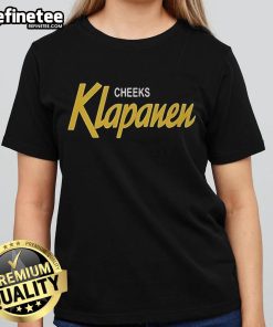 Alt Text: Official Cheeks Klapanen Special Ladies Tee featuring a stylish design, perfect for casual wear and fans.