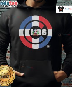 Alt Text: Official Chicago Cubs Dominican Republic Flag Logo Hoodie showcasing vibrant team colors and unique design for fans.