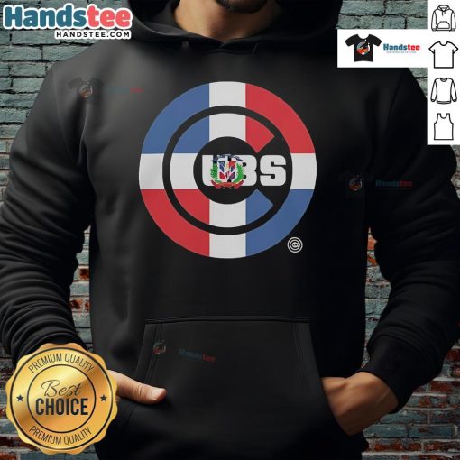 Alt Text: Official Chicago Cubs Dominican Republic Flag Logo Hoodie showcasing vibrant team colors and unique design for fans.