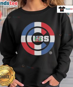 Official Chicago Cubs Dominican Republic Flag Logo Sweatshirt featuring vibrant team colors and emblem design.