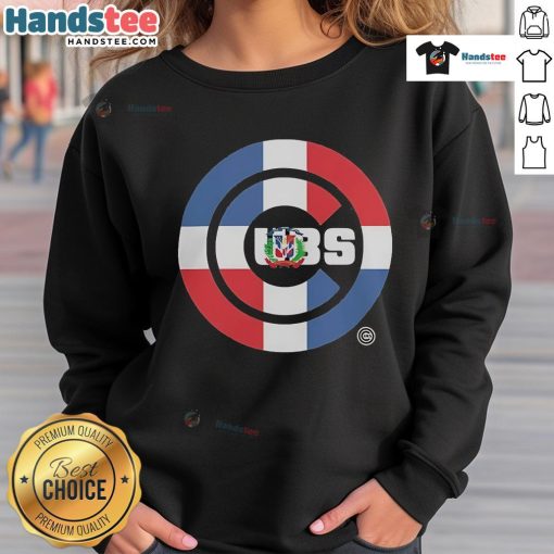 Official Chicago Cubs Dominican Republic Flag Logo Sweatshirt featuring vibrant team colors and emblem design.