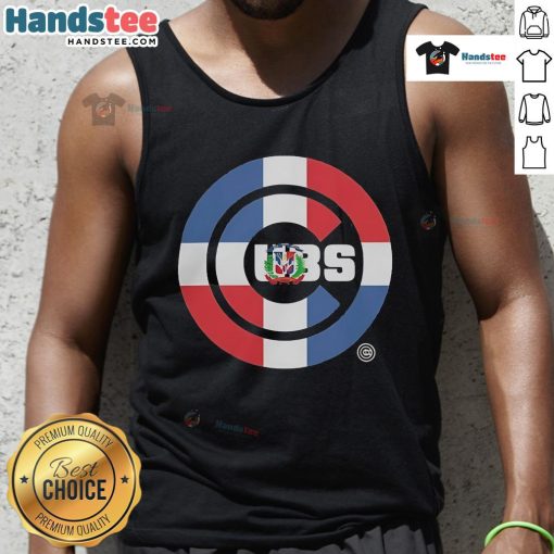 Official Chicago Cubs Dominican Republic flag logo tank top showcasing team pride and vibrant colors.