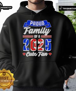 Official Chicago Cubs fan hoodie worn by a proud family at a game, showcasing team spirit for the 2025 season.