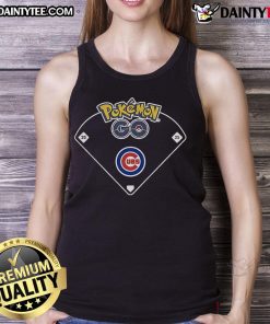 Official Chicago Cubs X Pokmon GO Ballpark tank top featuring vibrant graphics and team colors for fans.