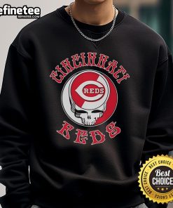 Official Cincinnati Reds Grateful Dead Skull Sweatshirt featuring vibrant design and cozy fit for fans and collectors.