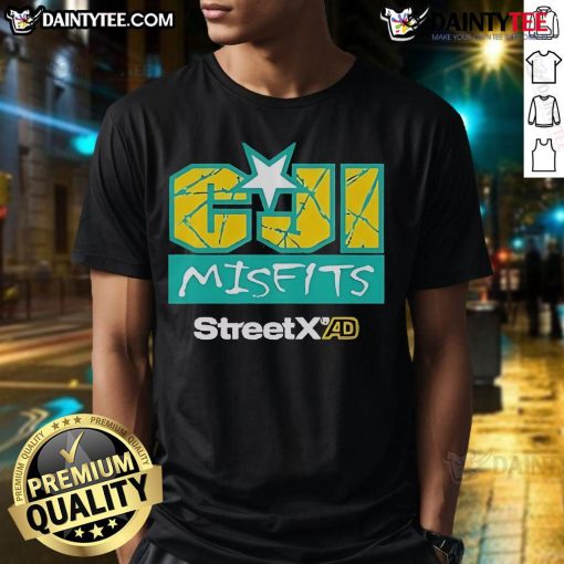Alt Text: Official Cji Misfits Giles Trials Streetx T-Shirt featuring a bold design and vibrant colors for streetwear enthusiasts.