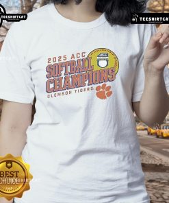 Clemson Tigers Women's 2025 ACC Softball Conference Tournament Champions Next Batter Ladies Tee in vibrant orange.