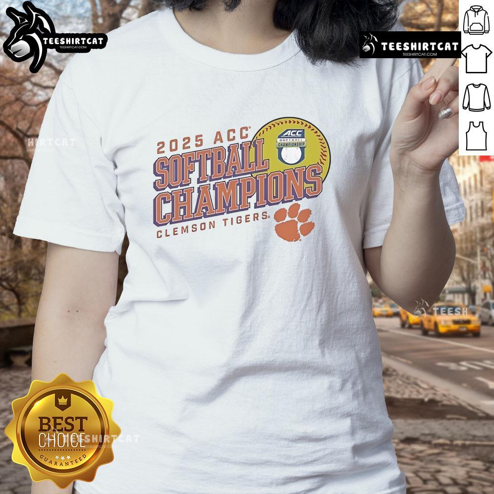 Official Clemson Tigers Women's 2025 ACC Softball Conference Tournament Champions Next Batter Ladies-Tee Clemson Tigers Women's 2025 ACC Softball Conference Tournament Champions Next Batter Ladies Tee in vibrant orange.