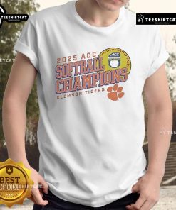 Alt Text: Official Clemson Tigers Women's 2025 ACC Softball Conference Tournament Champions Next Batter T-Shirt design.