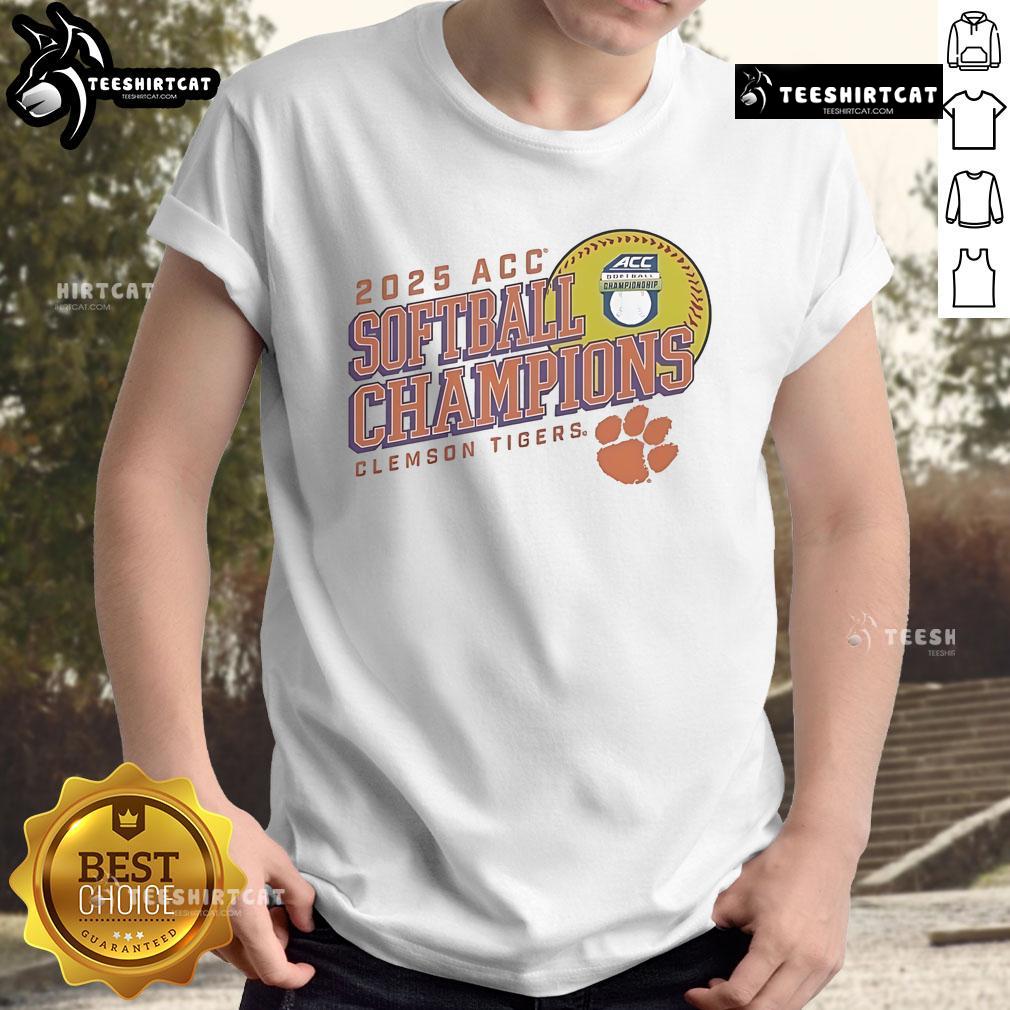 Official Clemson Tigers Women's 2025 ACC Softball Conference Tournament Champions Next Batter T-Shirt Alt Text: Official Clemson Tigers Women's 2025 ACC Softball Conference Tournament Champions Next Batter T-Shirt design.