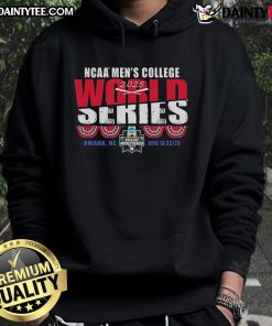 Alt Text: Vintage hoodie featuring the Official College World Series 2025 NCAA MCWS logo, Omaha NE design, perfect for fans.