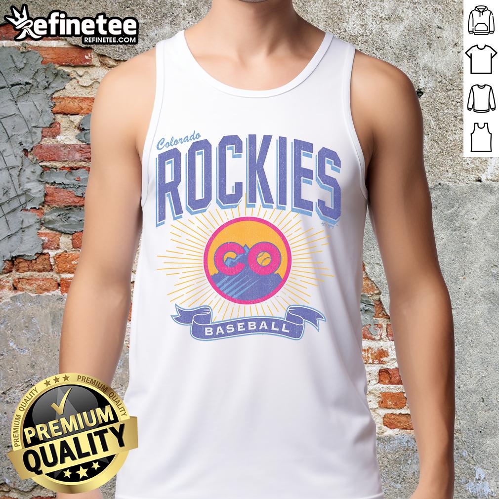 Official Colorado Rockies City Connect Prime Play Tank Top Alt Text: Official Colorado Rockies City Connect Prime Play Tank Top featuring team colors and logo for fans and summer wear.
