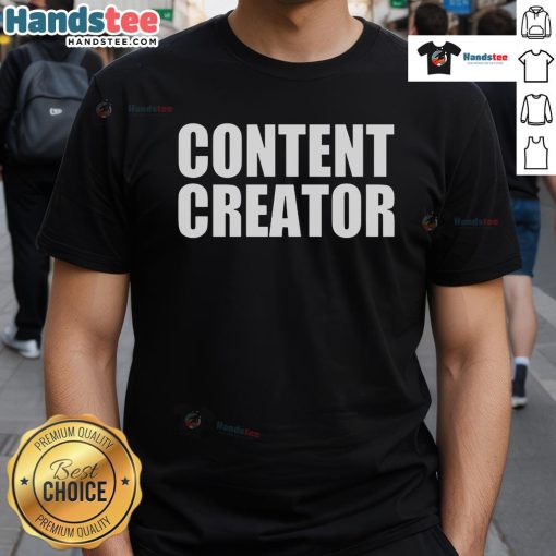 Official Content Creator T-Shirt featuring a stylish design for digital creators and influencers, perfect for casual wear.