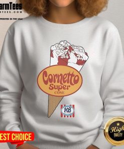 Official Cornetto Super Cone Ice Cream sweatshirt featuring a colorful ice cream graphic on a cozy design.