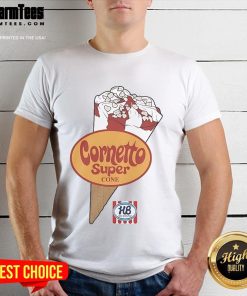Alt Text: Official Cornetto Super Cone Ice Cream T-Shirt featuring vibrant colors and a fun ice cream graphic design.