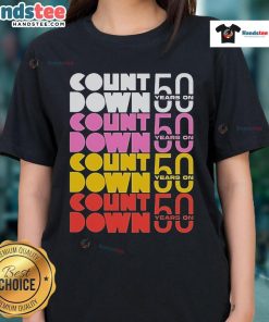 Official Countdown 50 Years on Ladies Tee featuring a stylish design celebrating a milestone anniversary.