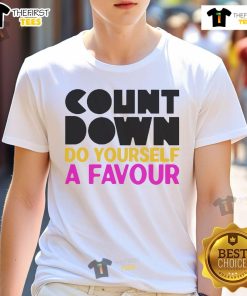 Alt Text: Official Countdown Do Yourself A Favour T-Shirt featuring bold graphics and vibrant colors for fans of the show.