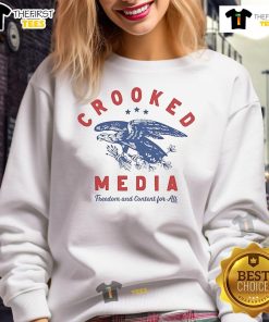 Alt Text: Official Crooked Eagle Media Freedom and Content for All Sweatshirt featuring a stylish design and vibrant colors.