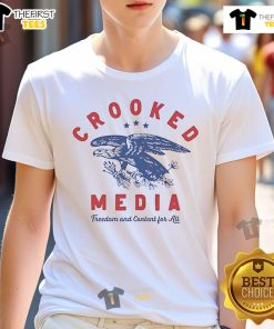 Official Crooked Eagle Media Freedom and Content For All T-Shirt featuring unique design promoting media freedom.