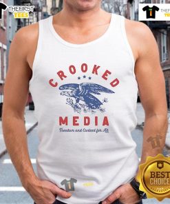 Alt Text: Official Crooked Eagle Media tank top featuring Freedom and Content for All slogan in bold design.