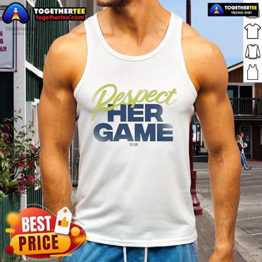 Alt Text: Official Dallas Wings Respect Her Game tank top featuring team colors and logo, perfect for fans and sports enthusiasts.