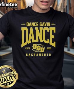 Alt Text: Official Dance Gavin Dance Globe Logo T-Shirt featuring a vibrant globe design on a stylish black tee.