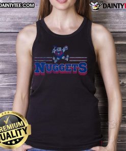 Official Denver Nuggets fan banner tank top featuring team colors and logo, perfect for game day and sports enthusiasts.