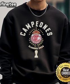 Alt Text: Official Deportivo Toluca FC Campeones Clausura 2025 sweatshirt featuring team logo and vibrant colors.