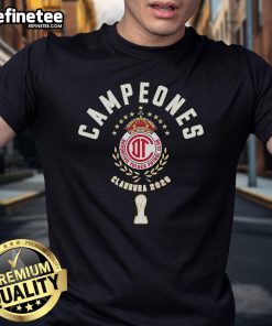 Alt Text: Official Deportivo Toluca FC Campeones Clausura 2025 T-Shirt featuring team colors and championship logo design.