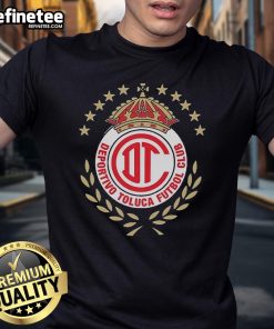 Alt Text: Official Deportivo Toluca FC Logo 2025 T-Shirt featuring vibrant team colors and emblem design for fans.