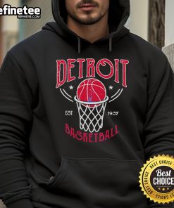 Official Detroit Basketball Vintage Est 1937 Hoodie in navy blue, showcasing retro design and team spirit.