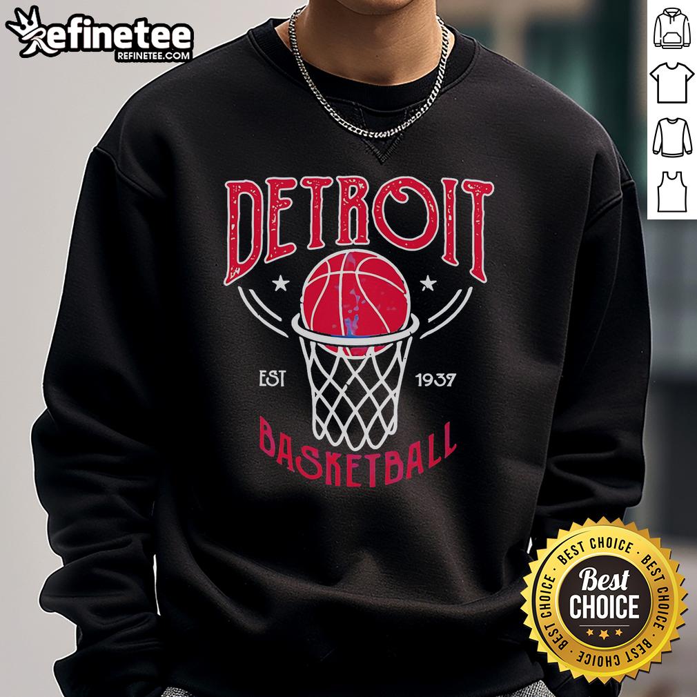 Official Detroit Basketball Vintage Est 1937 Sweatshirt Vintage Detroit Basketball sweatshirt, established 1937, showcasing classic design and team spirit for fans.