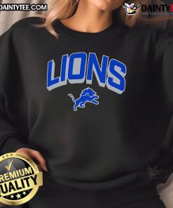 Official Detroit Lions NFL Velocity Performance Arc Sweatshirt in blue with team logo, perfect for fans and athletes.