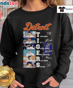 Official Detroit Tigers sweatshirt featuring signatures of Tarik Skubal, Colt Keith, and Gleyber Torres.