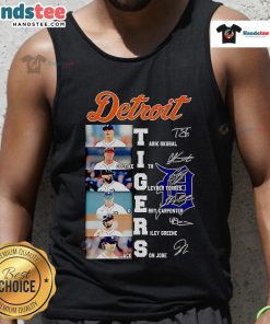 Official Detroit Tigers Tarik Skubal Colt Keith Gleyber Torres signatures tank top showcasing team spirit and player autographs.