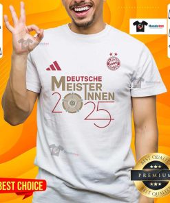 Alt Text: Official Deutsche Meisterinnen 2025 T-Shirt featuring team logo and championship design in vibrant colors.