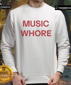 Official Divadelight777 Music Whore Sweatshirt in black, featuring bold graphic design and stylish streetwear appeal.