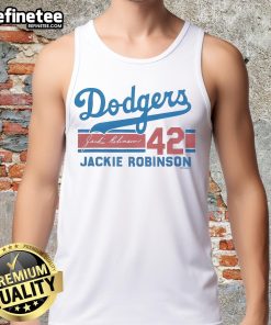 Official Dodgers Jackie Robinson 42 Signature Tank Top featuring iconic design and signature, perfect for fans.