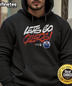 Official Edmonton Oilers Royal 2025 Stanley Cup Playoffs Slogan Hoodie showcasing team colors and playoff spirit.