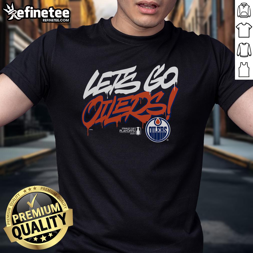 Official Edmonton Oilers Royal 2025 Stanley Cup Playoffs Slogan T Shirt Alt Text: Official Edmonton Oilers Royal 2025 Stanley Cup Playoffs Slogan T-Shirt featuring team logo and bold playoff graphics.