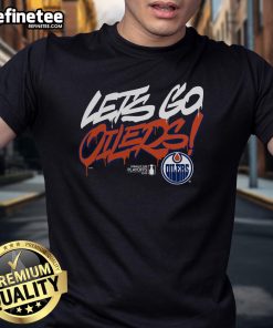Alt Text: Official Edmonton Oilers Royal 2025 Stanley Cup Playoffs Slogan T-Shirt featuring team logo and bold playoff graphics.