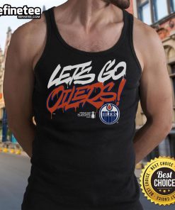 Official Edmonton Oilers Royal 2025 Stanley Cup Playoffs slogan tank top featuring team logo and vibrant design.