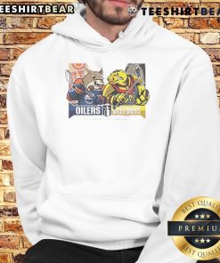 Official Edmonton Oilers vs Vegas Golden Knights 2025 hoodie featuring team logos for the Western Conference matchup.