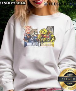 Official Edmonton Oilers vs Vegas Golden Knights 2025 2nd Round Western Conference Sweatshirt, featuring team logos.