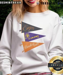 Alt Text: Official Enjoy Basketball X Los Angeles Lakers sweatshirt from the Hoop Enthusiast capsule collection, showcasing team spirit.